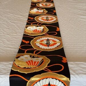 Elegant Black and Gold Japanese Table Runner 13 feet Long